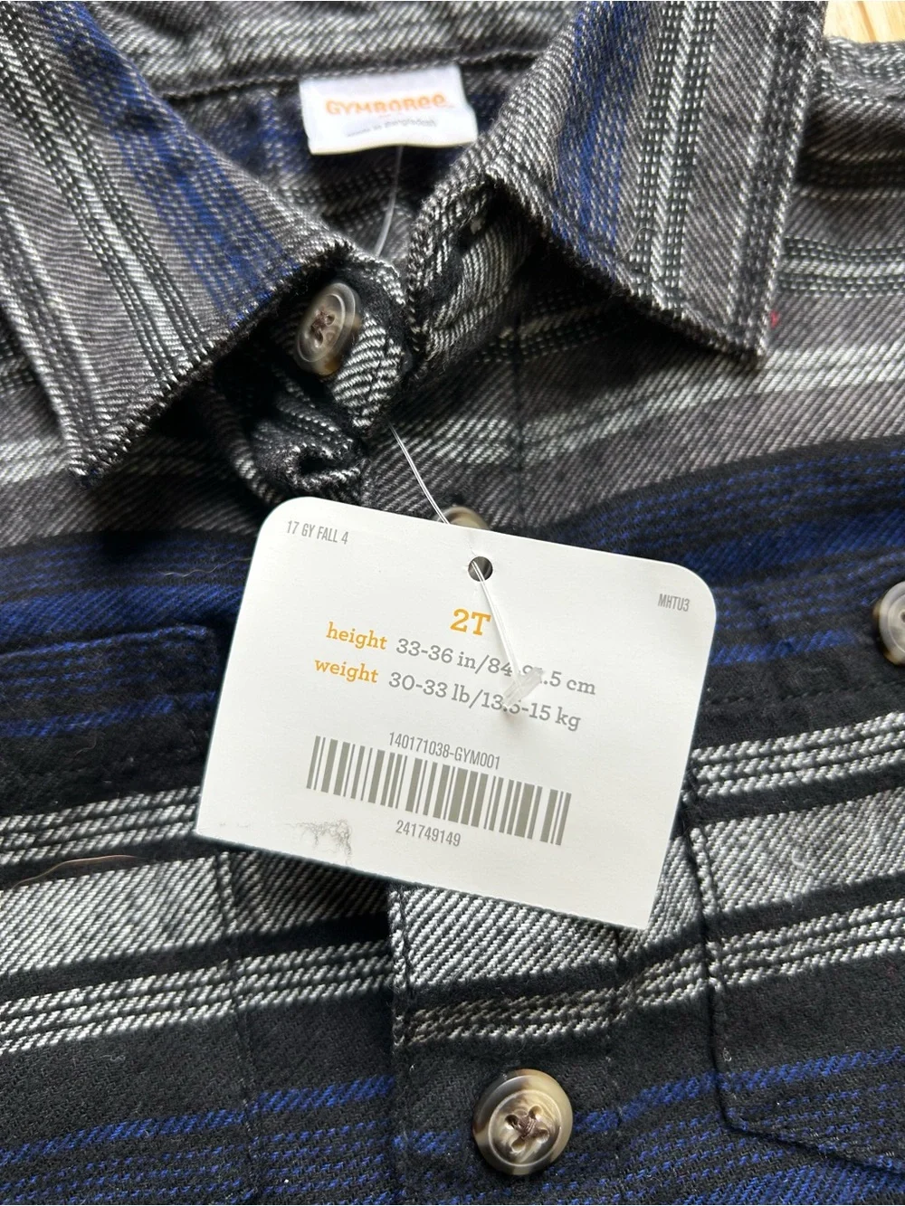 Gymboree Boys 2T Striped Flannel Button Down Shirt NWT Western Fall 100% Cotton